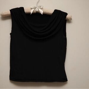 Classic Black Sleeveless Cowl Neck Top - Womens